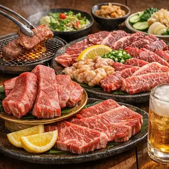 【霜降り牛タンと特選和牛を堪能】極み宴会コース 7,500円｜時間無制限飲み放題付