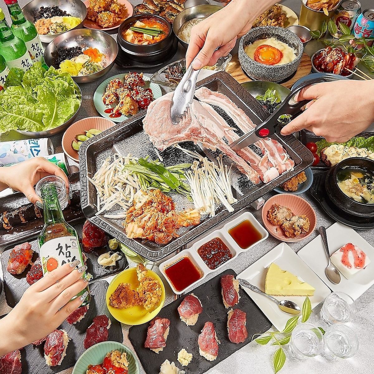 超值的韓式燒烤自助餐和厚片五花肉等創意料理★