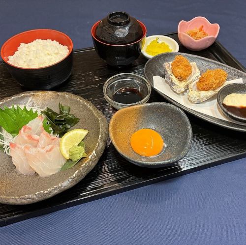 瀬戸内　宇和島の鯛めし御膳＆広島産かきフライ