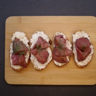 Luxurious liver and sour cream baguette
