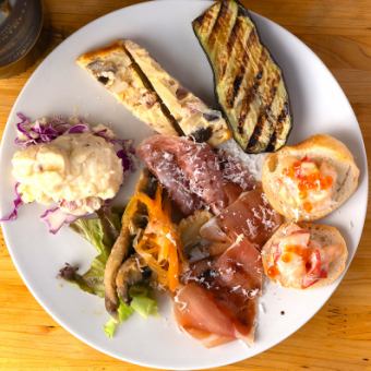 【1/4~】【2時間飲み放題付】前菜盛り・豚肩グリル等11品【日~木限定女子会コース】¥4500