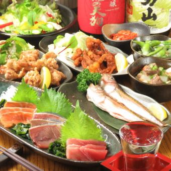 [Welcome and Farewell Party Course] All-you-can-drink for 2 hours with 7 dishes including 3 pieces of sashimi, grilled whitebait rice balls, etc. (small number of people x mini banquet)
