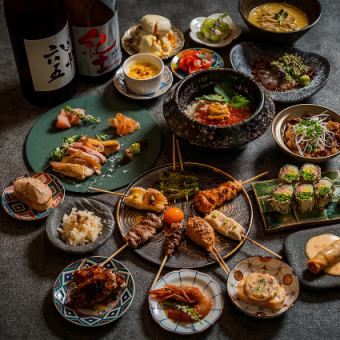 【3日前までOK】180分飲み放題付き！黒さつま鶏の焼鳥等、究極焼鳥コース全15品7000円(税込):