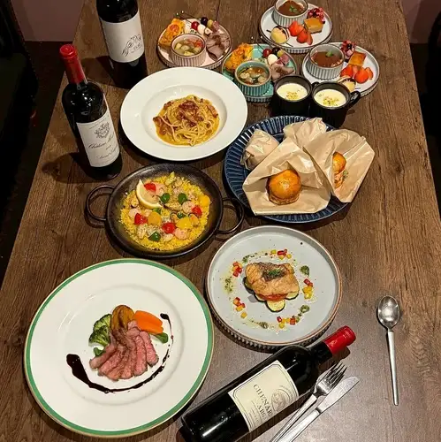 2H飲み放題付き！ビストロボルドーオススメ7000円コース！長崎和牛A5ステーキ等全8品！