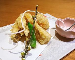 胡瓜鱼和竹笋天妇罗