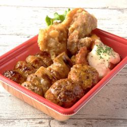 Assortment of three types of Oyama chicken side dishes