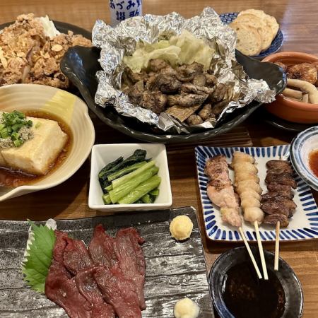 【包含2小時暢飲♪信州套餐】僅需5,500日元,即可享用信州特色美食,如耐力烤、山賊烤、馬肉刺身等(共9道菜)。