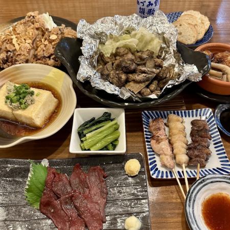 【含3小時暢飲♪信州美食套餐】特色耐力燒、三部燒、馬肉刺身及其他人氣菜餚(共9道菜)6,600日元
