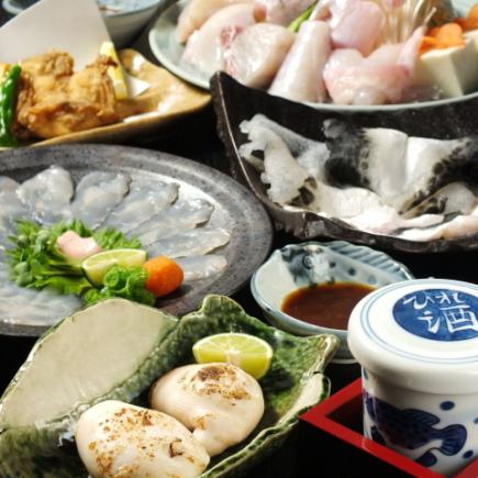 "Live puffer fish course with milt" 7 dishes total 10,000 yen (11,000 yen including tax)