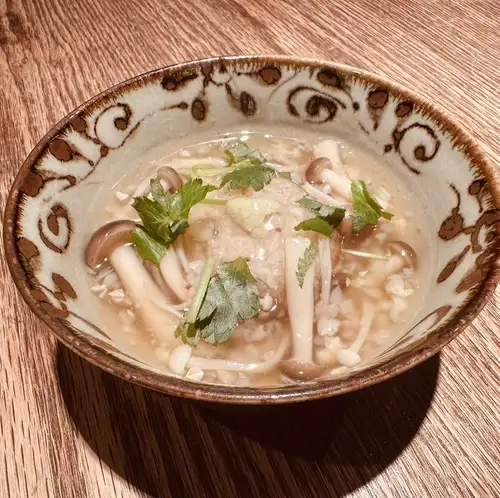 蓮根まんじゅう そばの実あんかけ