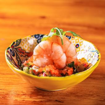 プリプリエビのライムセビーチェ＆チップス