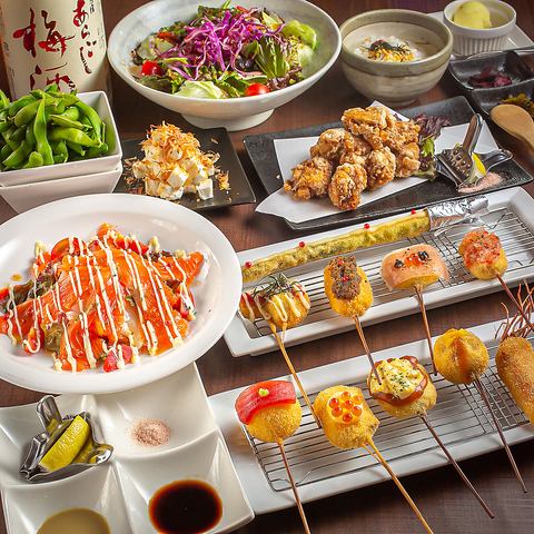 サラダ・串8本・だし茶漬け・漬物・デザート付きのコースです♪