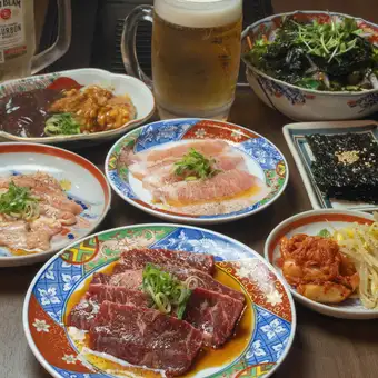 【香格里拉・宴コース】厚切りハラミ含むお肉5種を楽しめる全8品2H飲放題付◆1人前5000円(税込)
