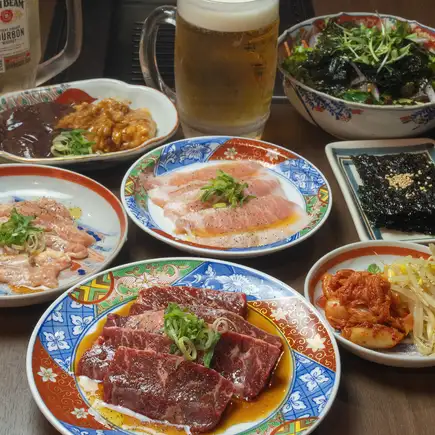【香格里拉・宴コース】厚切りハラミ含むお肉5種を楽しめる全8品2H飲放題付◆1人前5000円(税込)