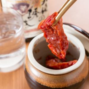 검은 털 일본소 소 절임 갈비