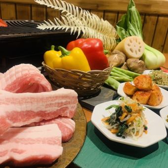 Thick meat samgyeopsal course (includes premium all-you-can-drink)