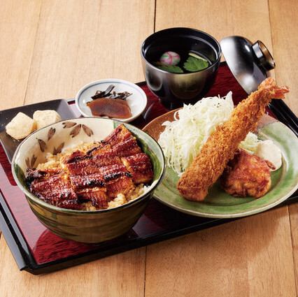 美濃金うな丼エビフライ定食 並
