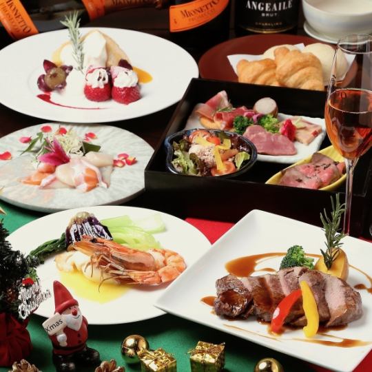 《2025クリスマス》仙台牛リブロースステーキ、雲丹バター、寒鰤など全7品『煌コース』◆14000円