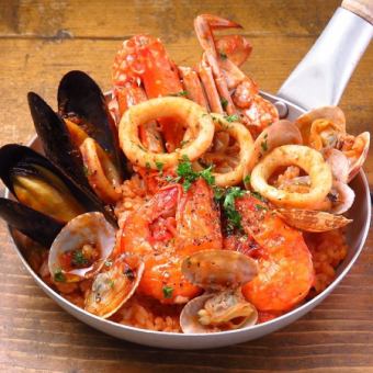 Seafood tomato risotto