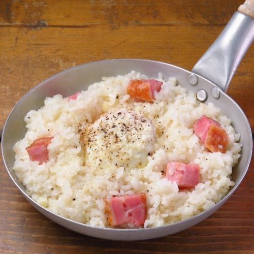 Carbonara risotto (with soft-boiled egg)