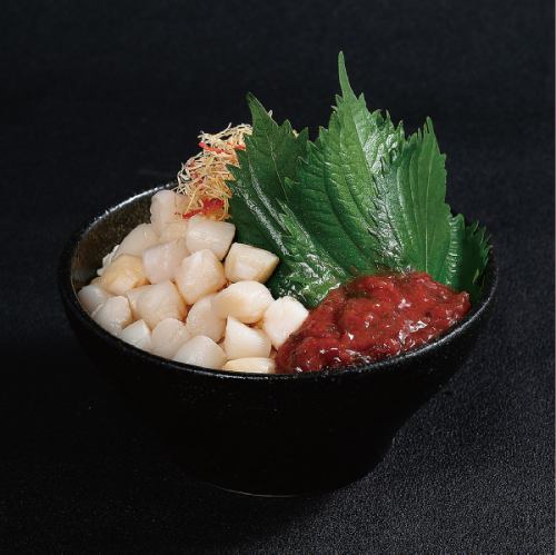 貝柱と大葉の梅しそもんじゃ