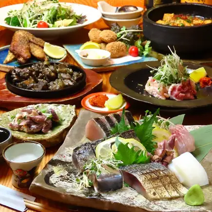 [Luxury Course] 2-hour all-you-can-drink included / Summer banquet course with 10 dishes including local Ehime chicken and sashimi platter - 7700 yen