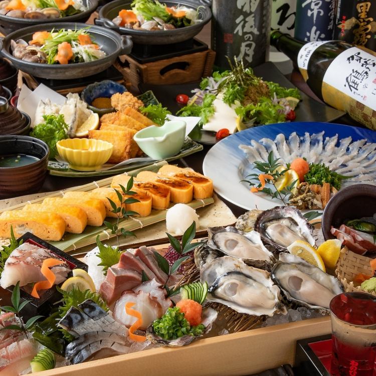 広島食べ歩きコース 広島名物料理 全11品 広島地酒込み３時間飲み放題5500円 5000円 さかな市場 流川店