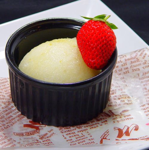 Sudachi sorbet / vanilla ice cream