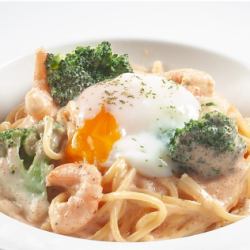 海老とブロッコリーの明太クリーム