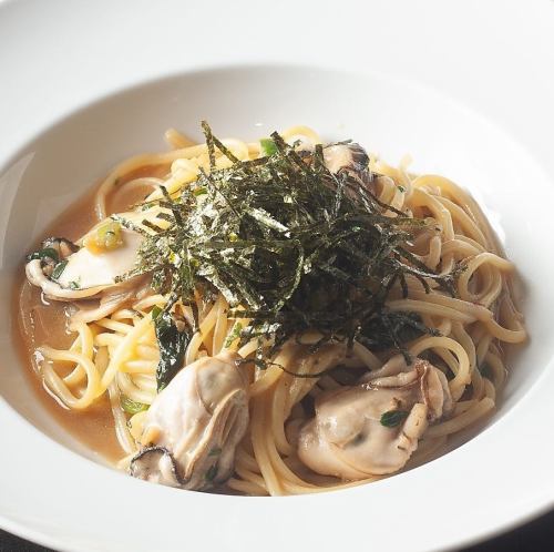 牡蠣とほうれん草の和風パスタ