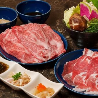 Shabu-shabu or Sukiyaki course selection: Wagyu black beef Agu pork (pie pork) 200g 6,600 yen (tax included)