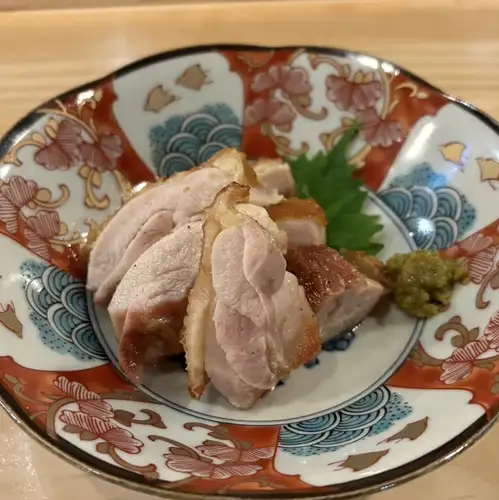 鶏もも昆布締め炭焼き