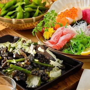 『椿コース』2H飲放付！秋風自慢の天ぷらやつくね焼きや鉄板黒焼きを味わう鍋無し［全8品］