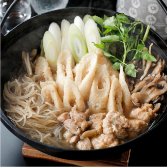 『梅コース』2H飲放付！刺身に天ぷら、秋田名物きりたんぽ鍋〆まで食べつくす鍋有り［全7品］