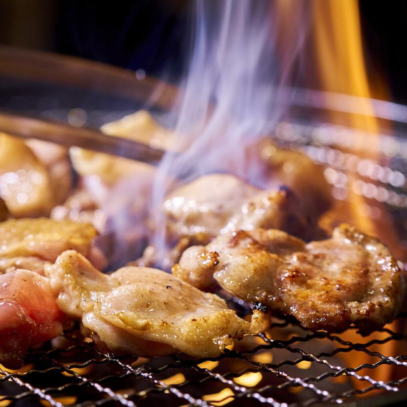 신슈 도은 소바와 닭 구이, 전국의 닭고기와 아침 닭을 사용.
