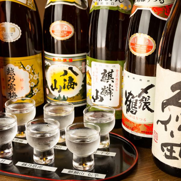 会社帰りの一杯や会食に◎厳選地酒9種類を料理と楽しめる日本酒メニュー