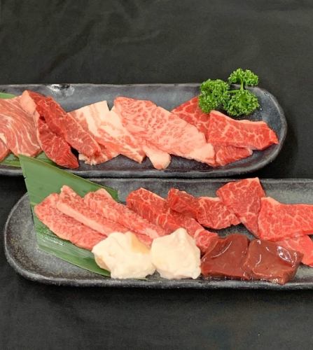 【ボリューム満点】選べるこだわりランチ(牛カルビ、牛ハラミ、金ラベルオリーブ牛の盛り合わせ)