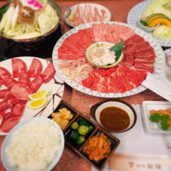 【焼肉贅沢コース】特製ホルモン鍋,和牛特選ロース,オリーブ牛など全15品4950円