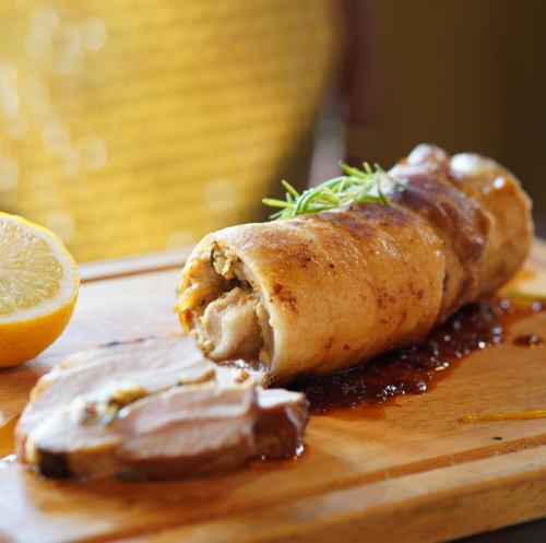 Porchetta (roasted pork wrapped in herbs)