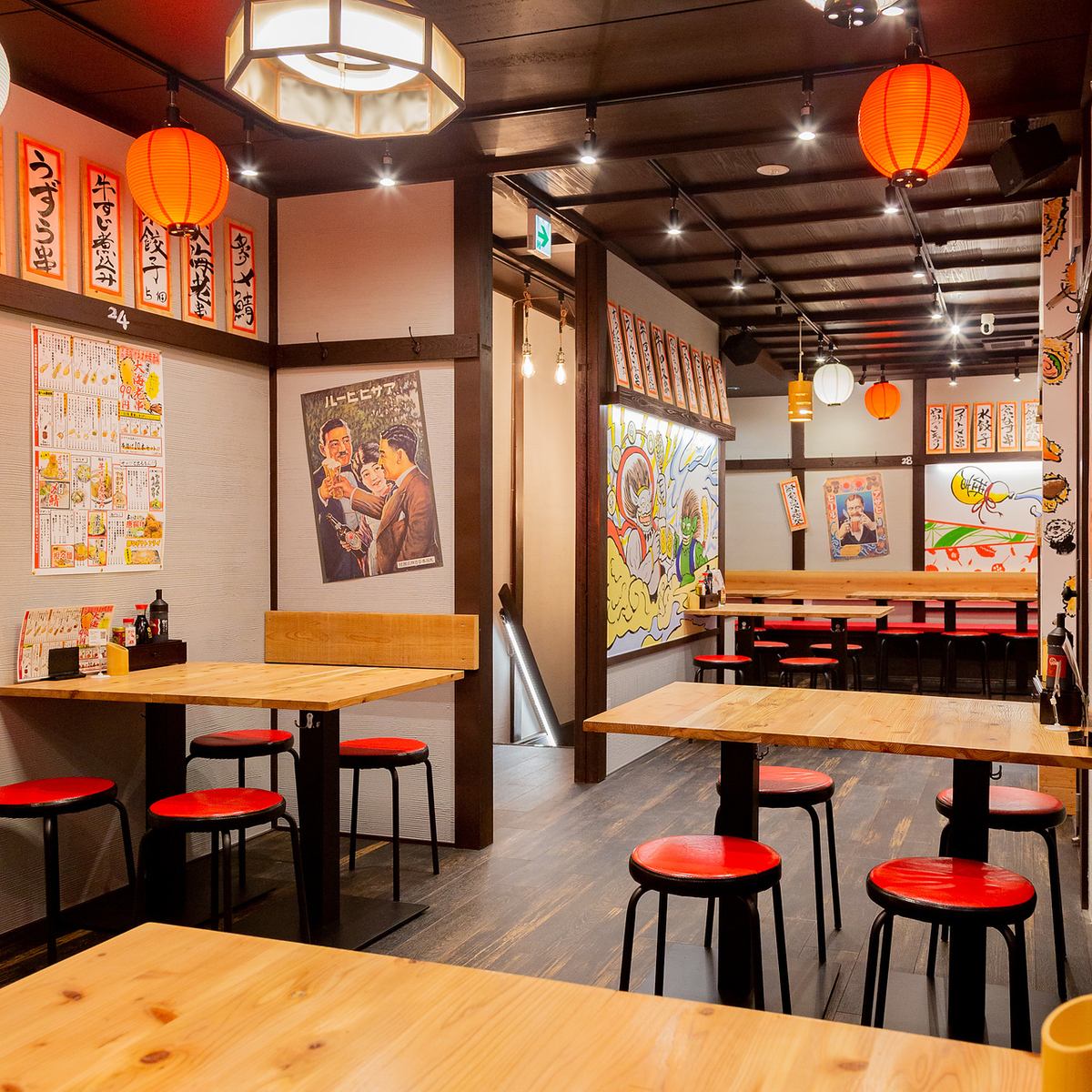 您可以在宽敞的餐厅享用宴会♪ 正宗的京都炸串