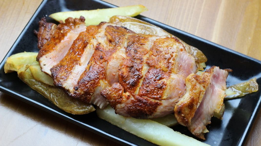 Spicy domestic pork shoulder loin steak