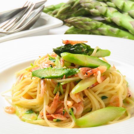 Spaghettini with Sera Asparagus and Sakura Shrimp