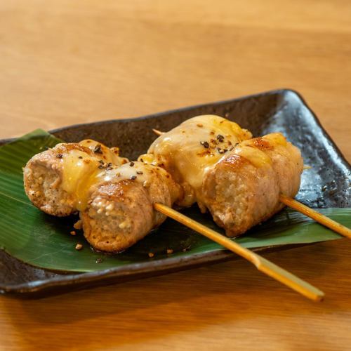 Agu pork and enoki mushroom wrapped in cheese skewers