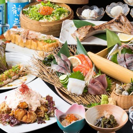 [2 hours all-you-can-drink with draft beer] Fresh fish and yakitori platter ◎ Japanese course [4980 yen → 3980 yen] Not available on Fridays and holidays