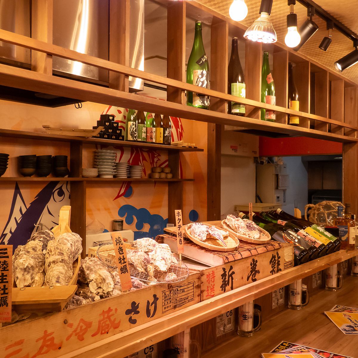 【京都駅・海鮮居酒屋】漁港直送の新鮮な海鮮を生でも網焼きでも