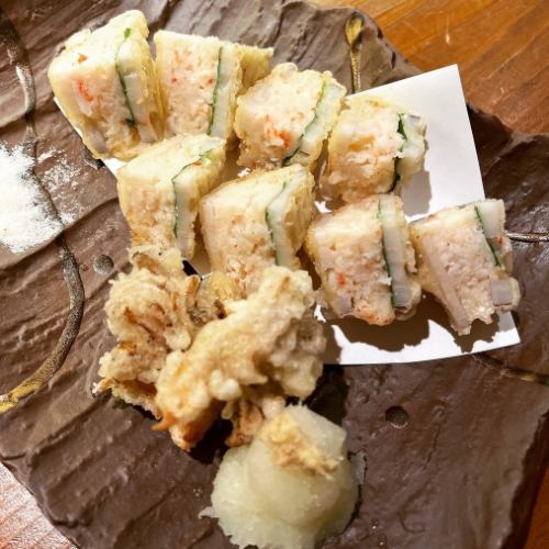 蓮根と海老しんじょうの挟み揚げ