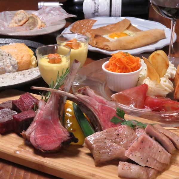 【飲み会に・女子会におすすめ♪】こだわりの厳選ジビエ肉も食べられる★「肉盛りコース」4840円