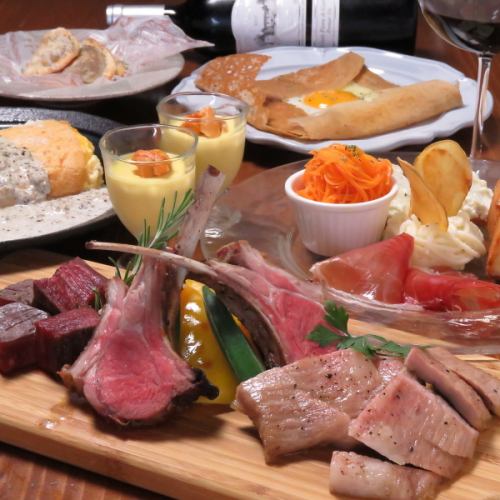 【飲み会に・女子会におすすめ♪】こだわりの厳選ジビエ肉も食べられる★「肉盛りコース」4840円