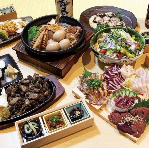 《2時間飲み放題付》宴コース◆鶏刺し盛/おでん/もも焼き/一品料理などお届けする〈全7品〉プラン