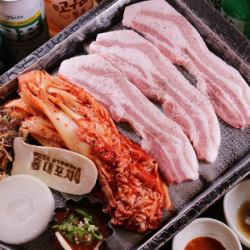 Thickly sliced samgyeopsal set